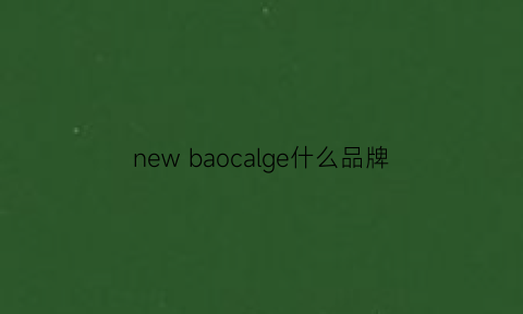 newbaocalge什么品牌(newbaocaige是啥)